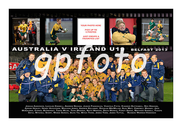 Aus team collage 12"x16" $75 printed and delivered in Aus. by a local photo lab.